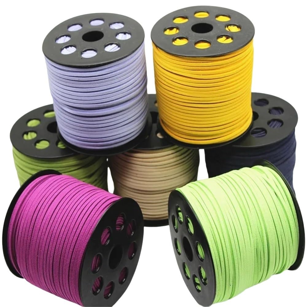 10 Yards geflochtene Kordel aus Wildlederimitat for die DIY-Schmuckherstellung, mehrfarbig, 2,7 mm x 1,5(Pink)