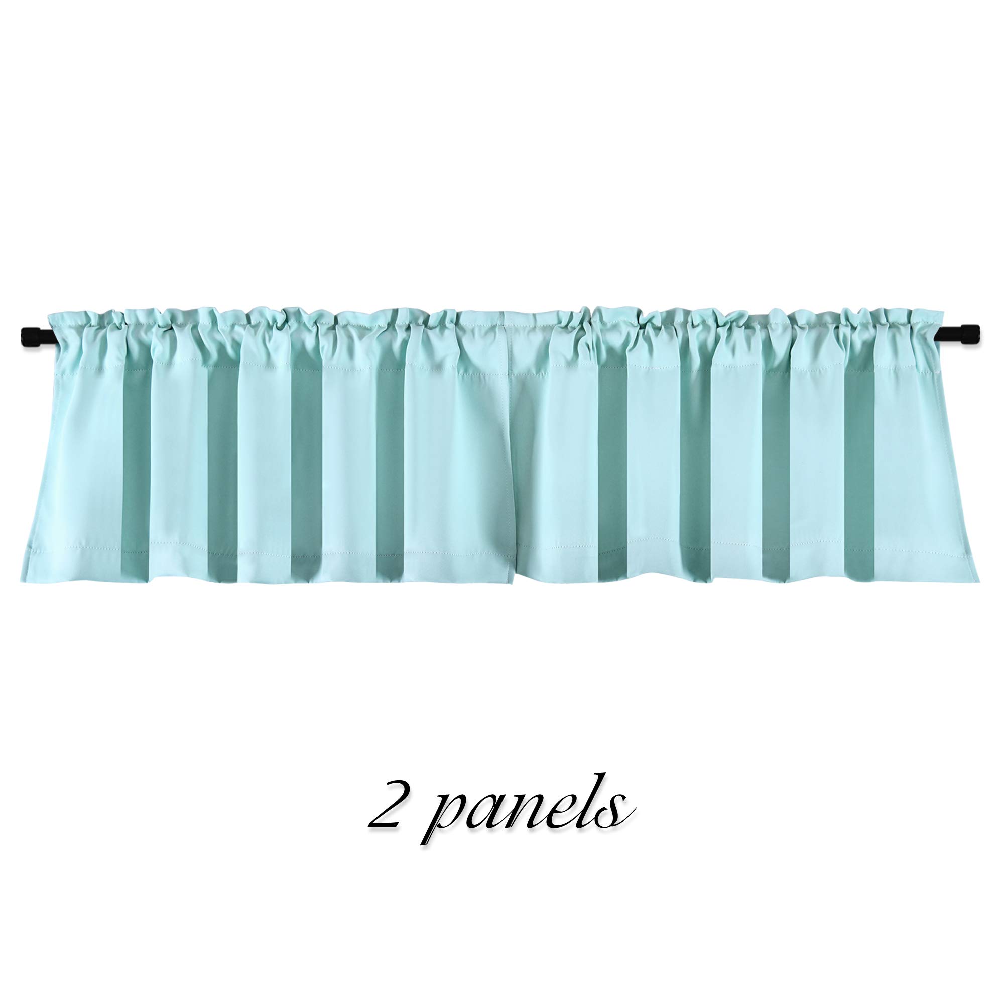 DONREN 2 Panels Room Darkening Aqua Valances for Windows - Rod Pocket Kitchen Window Treatment Valances (42 Wide by 15 Inches Long)