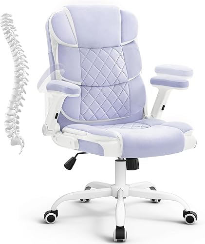 SEATZONE Silla de oficina ergonómica de tela de terciopelo, sillas ejecutivas de escritorio para computadora, pequeñas y bonitas sillas de trabajo