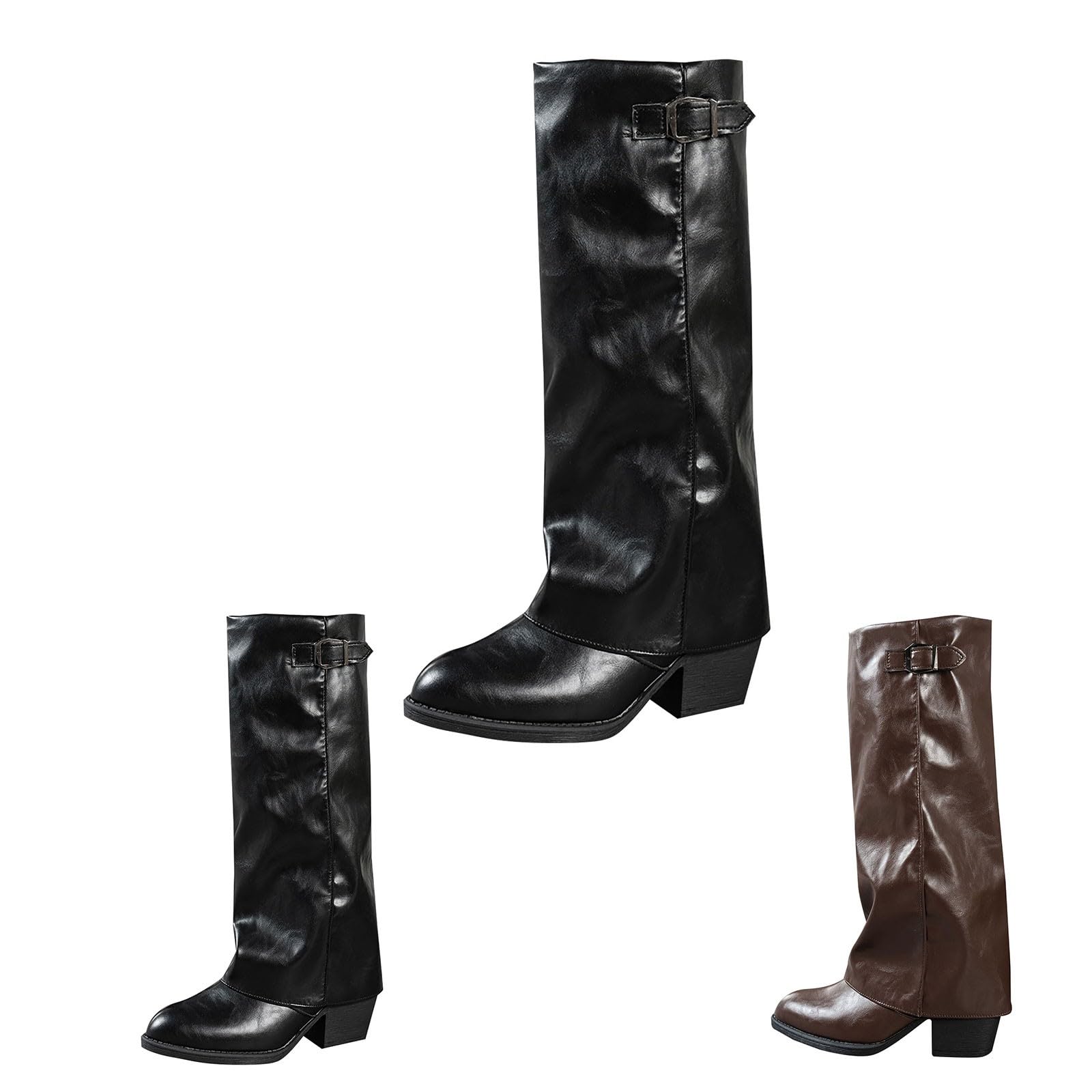 Stivali sopra il ginocchio da donna in pelle – Slouchy Boots temperamatite punta punta alta al ginocchio tacco alto stivali lunghi ginocchio stivali alti caldi invernali comodi