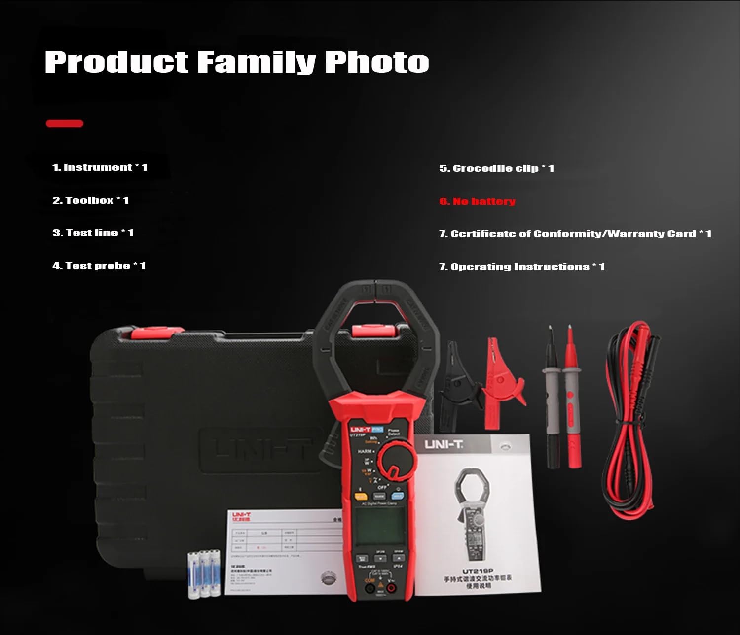 UNI-T UNI-Trend UT219P Handheld Harmonic AC Power clamp Meter;Voltage/Current/Power/Phase Angle/Frequency/Phase Sequence Measurement Meter, QD-UT219P