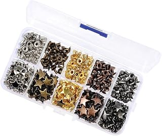 SEWACC Metal 200 Conjuntos De Rebites De Um Lado Decoração De Rebites De Latão Rebites De Pregos Kit De Ferramentas De Couro De Estrela Rebites DIY Bagagem Peças