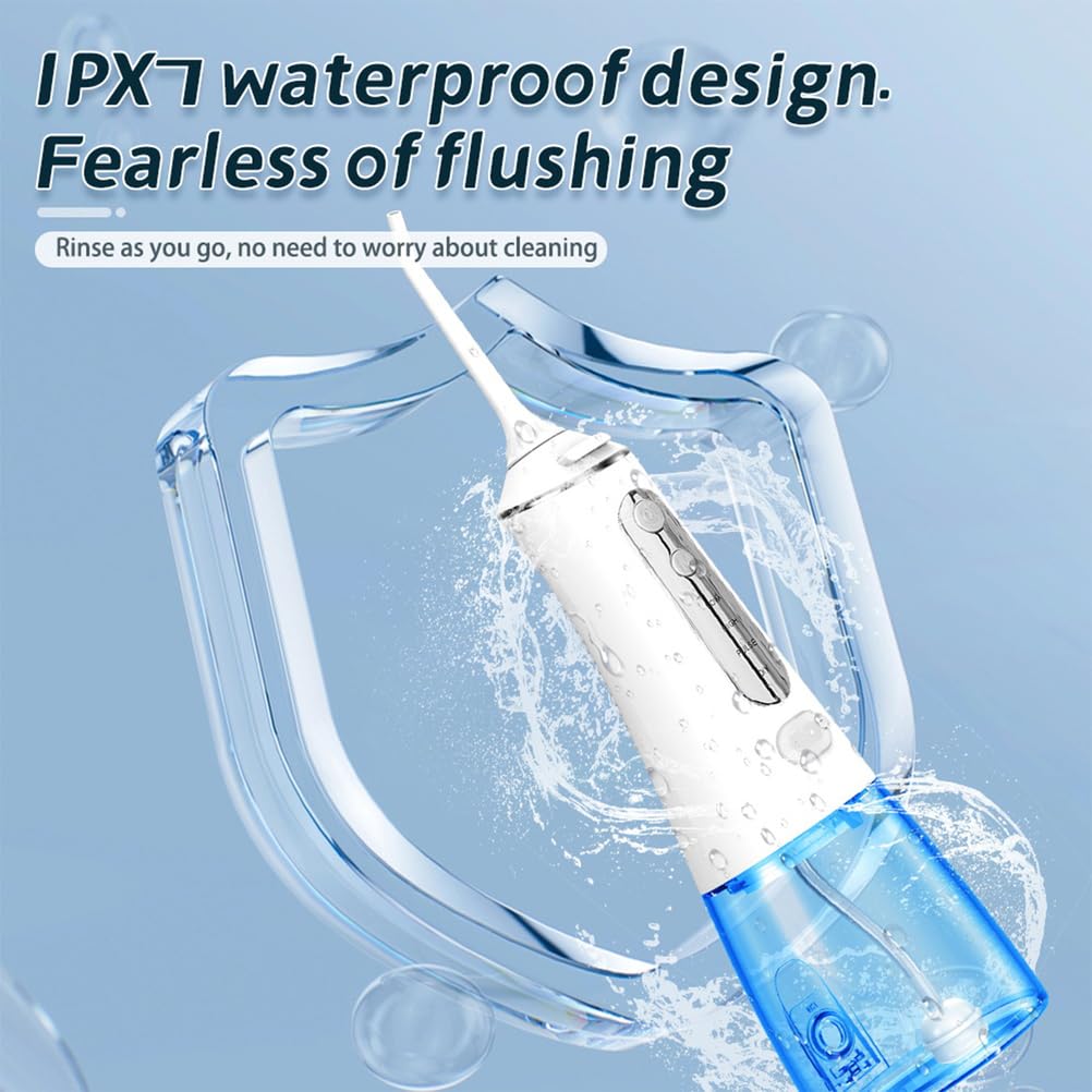 Irrigador Bucal Portátil Inalámbrico con 4 Modos Y 6 Boquillas De Chorro, Resistente Al Agua IPX7, Recargable.