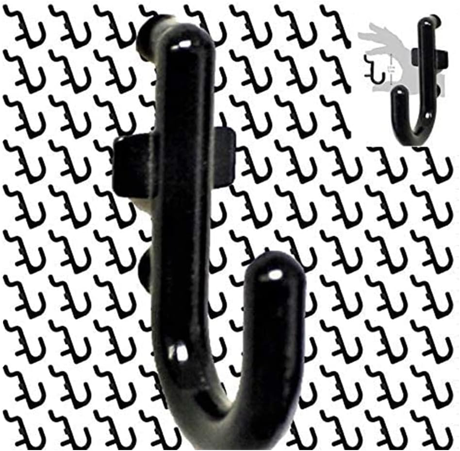 Pegboard Hooks - 100 pk. Flex-Lock J Style Pegboard Accessories for Peg Board Tool Organizer - AM 114 B- Black