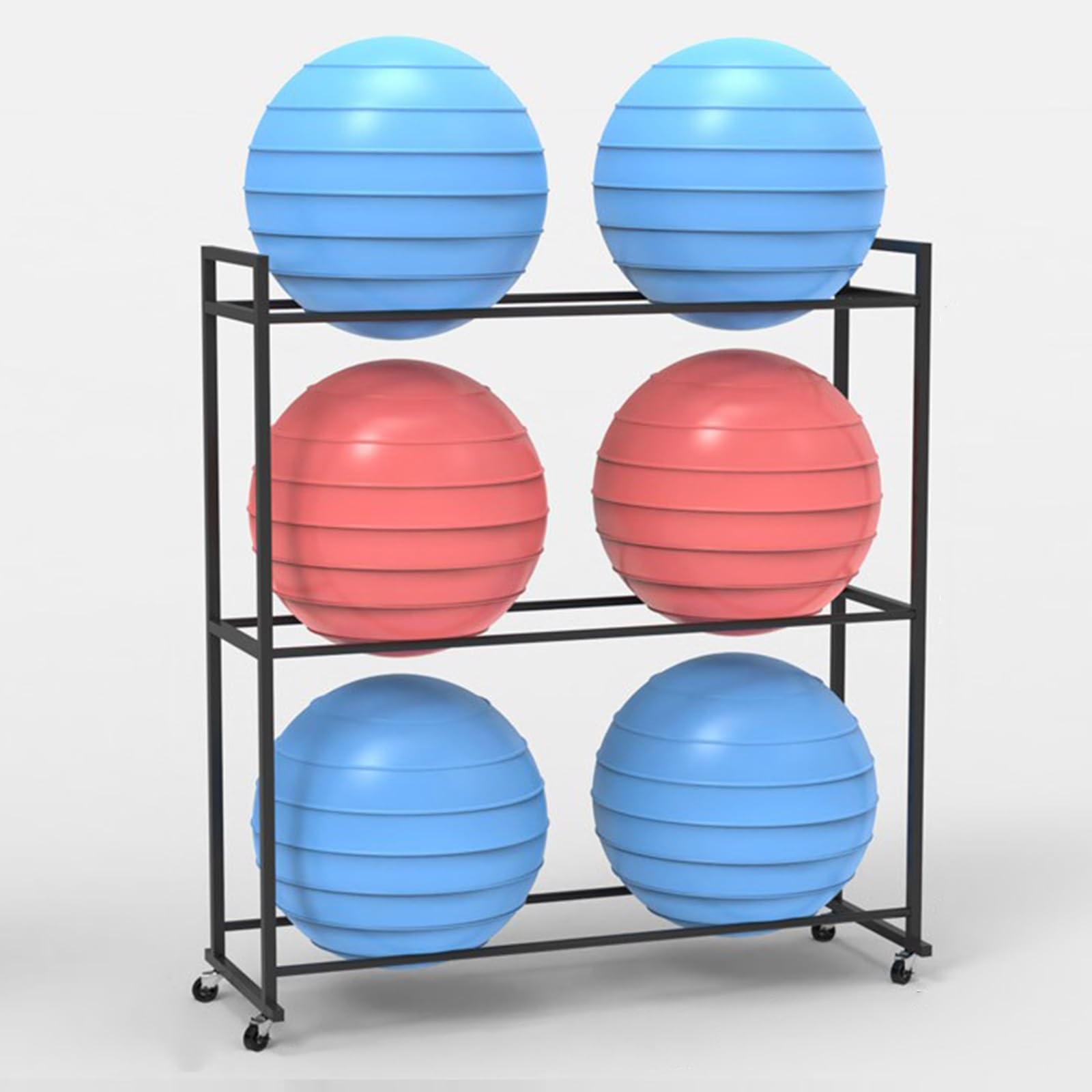 Support de balles de yoga avec roulettes, support de rangement sur pied pour yoga et basket-ball, organiseur d'équipement de sport mobile pour la maison, la salle de sport, le studio