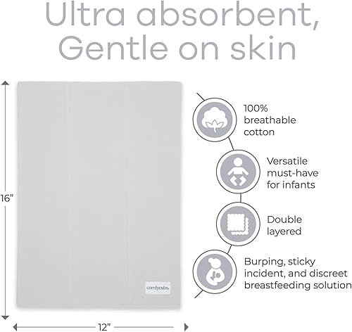 Miniatura 51 de Comfy Cubs Juego de 6 paños para eructos para bebés, grandes, 6 capas, ultra absorbentes, 100% algodón para escupir, babear y ensuciar, suaves,
