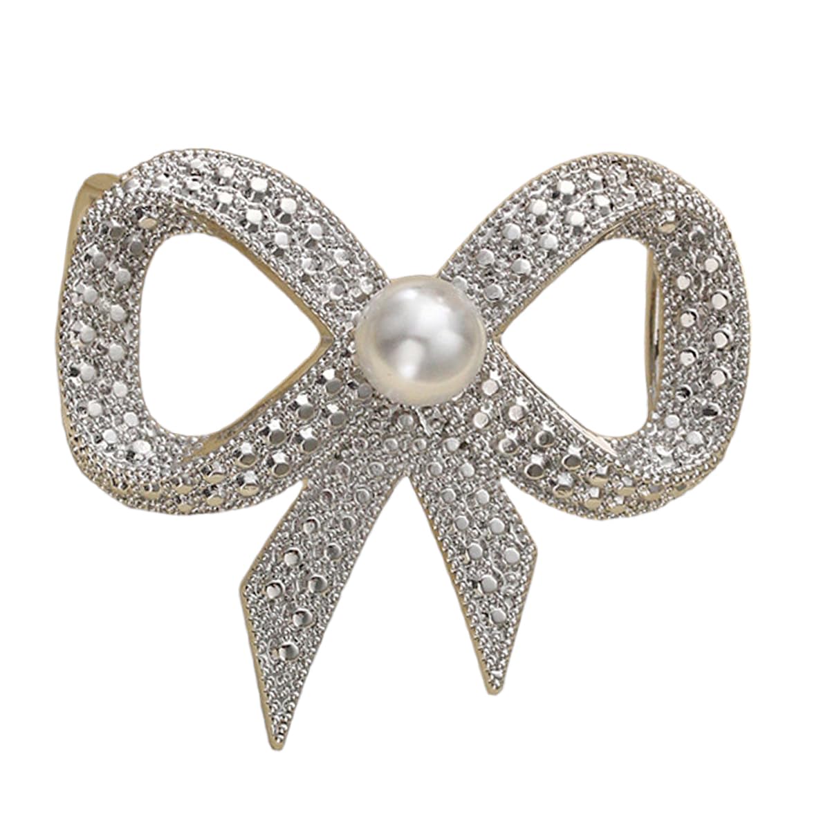 Dainty Bow Silk Scarf Rings Clips for Women Alloy Silver Gold-Toned Shell Pearl Bowknot Ties Shirt Clip Claps Chic Waist Buckle Dress Accessories for Clothing