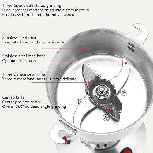 Miniatura 2 de 150G Electric Grain Mill Spice Grinder Coffee Grinder Portable High Speed for Bean Seed Nut Spice Herb Pepper Grain Wheat Gift for Mom, Wife