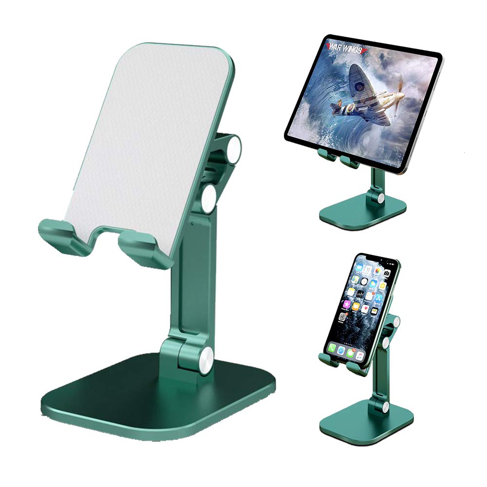 FlagBona Foldable Phone Holder Adjustable Cell Phone Stand Angle Height Adjustable Cell Phone Stand for Desk,Compatible with 4"-12.9" Devices(Green)
