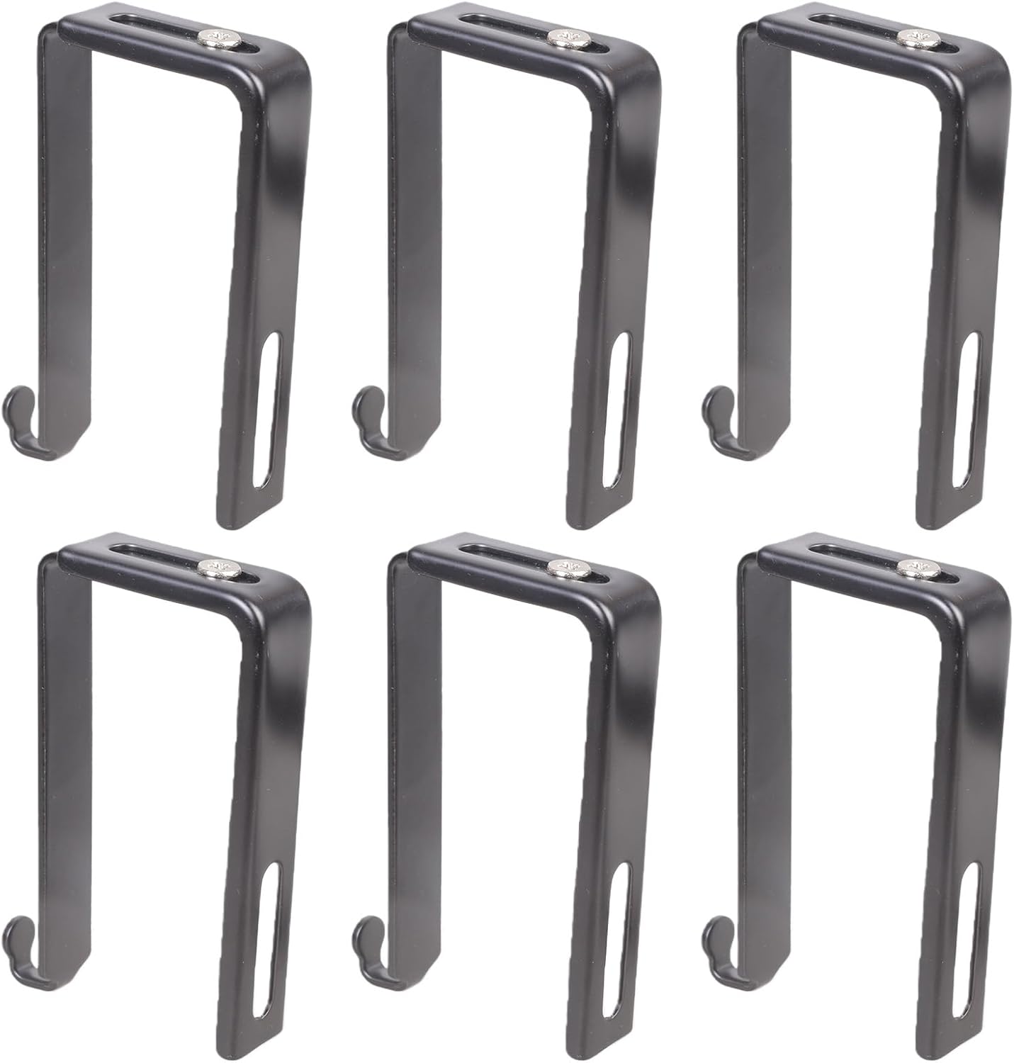 6 Pieces Sturdy Iron Hook Adjustable Clamp on Designs Weatherproof for Outdoor Decoration Fence Wall Mounting Weatherproof Iron Hook