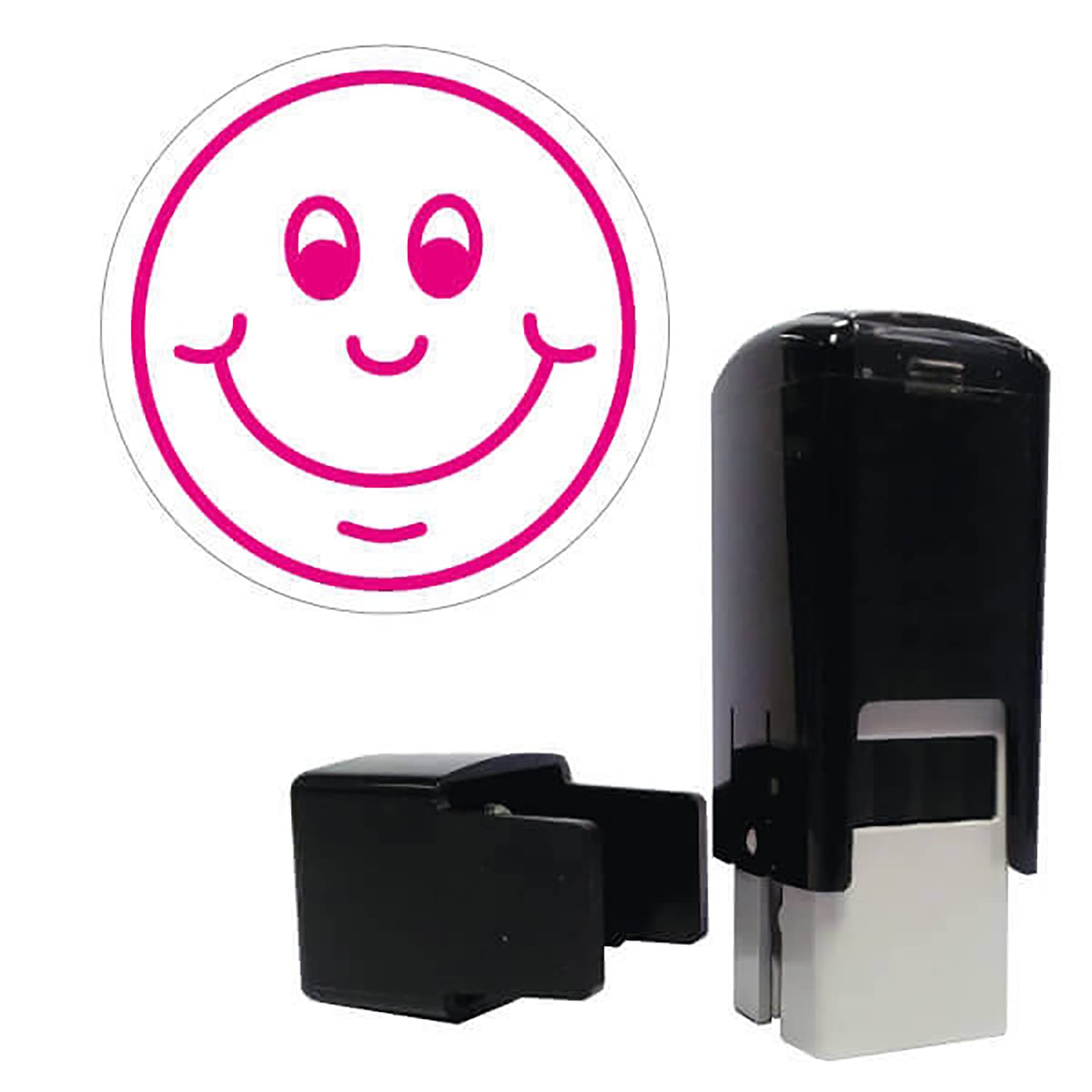 Mini Smiley Happy Face Pre Inked School Reward Feedback Marking Stamper Stamp 10mm Primary Teaching Services (Pink)