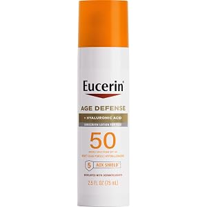 Eucerin Sun Age Defense SPF 50 Face Sunscreen Lotion with Hyaluronic Acid Hypoallergenic Non-Comedogenic Sunscreen SPF 50 Free