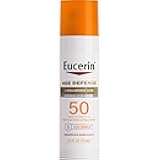 Eucerin Sun Age Defense SPF 50 Face Sunscreen Lotion with Hyaluronic Acid, Hypoallergenic, Non-Comedogenic Sunscreen SPF 50 Free of Fragrance, Oxybenzone and Octinoxate, 2.5 Fl Oz Bottle