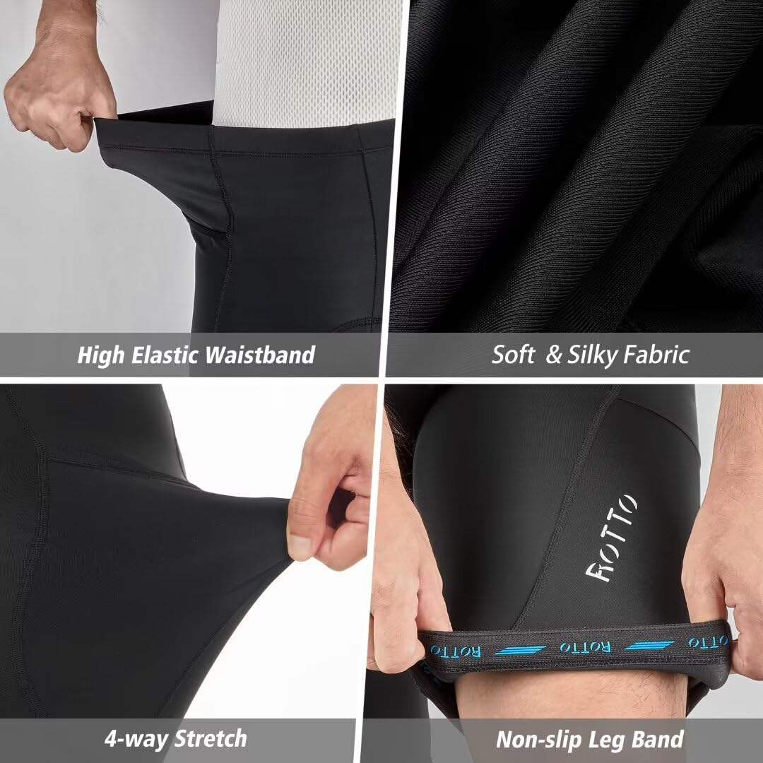ROTTO Pantalones Cortos de Ciclismo para Hombre Pantalones Cortos de Bicicleta Acolchados