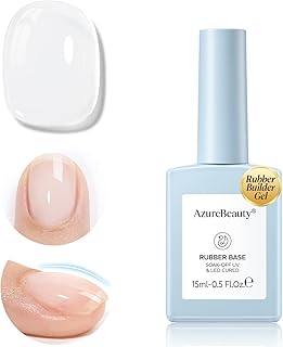 AZUREBEAUTY Rubber Base Builder Gel, Flexible Grip Strength for Apex Overlay, 15ml Clear Gel Nail Polish, Long Lasting No Lifting Foundation to Protect Thin Weak Natural Nails, Soak Off UV LED Cure