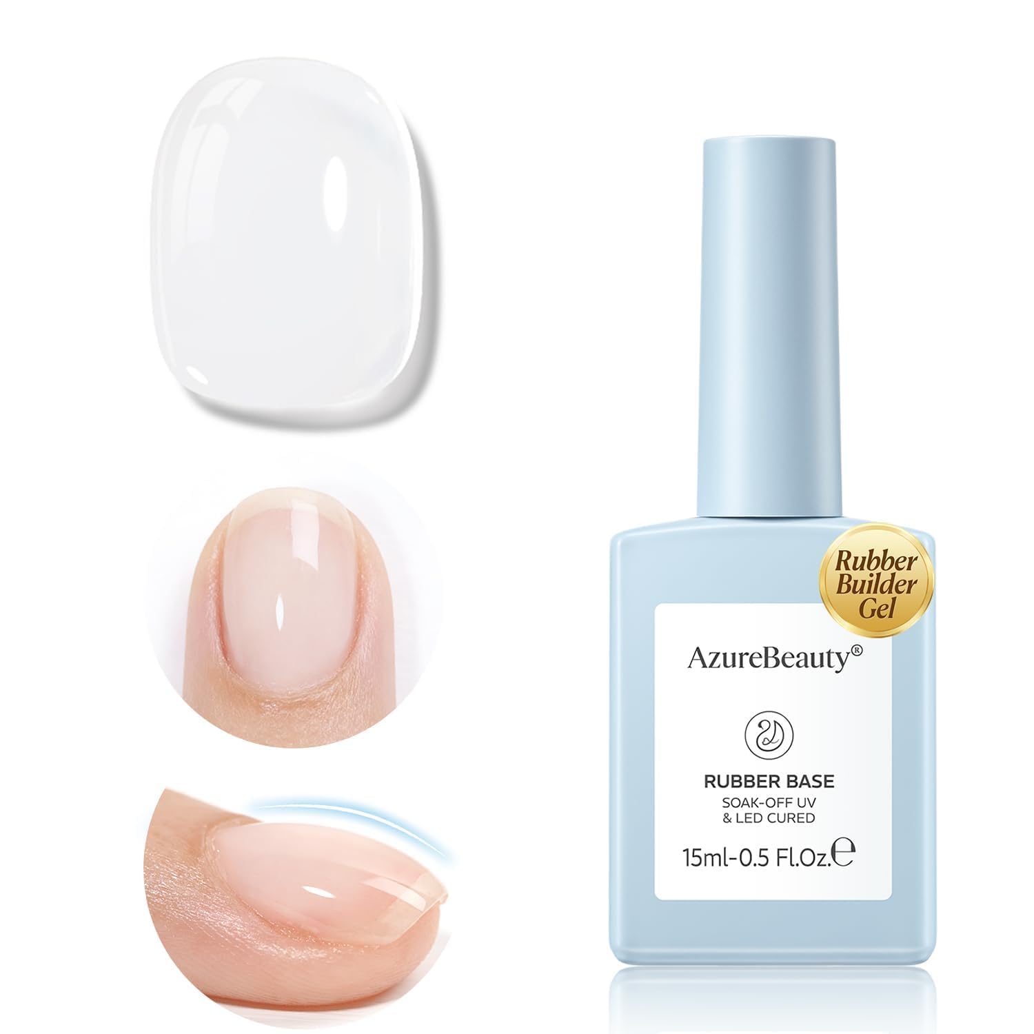 AZUREBEAUTY Rubber Base Builder Gel 15ml Esmalte Uñas Brillante
