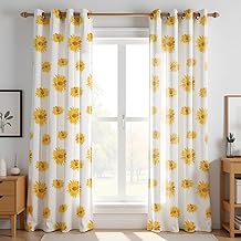 HOMEMONDE Duck Curtain Window 5 Feet Curtains Set of 2- Floral Printed Room Darkening Curtain with Eyelets - (60 Inches, Sunflower Yellow)