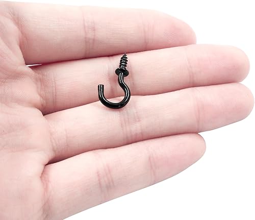 Vista 4 de 120 ganchos de tornillo de 1/2 pulgada, gancho de pared de techo de metal niquelado para colgar, color negro