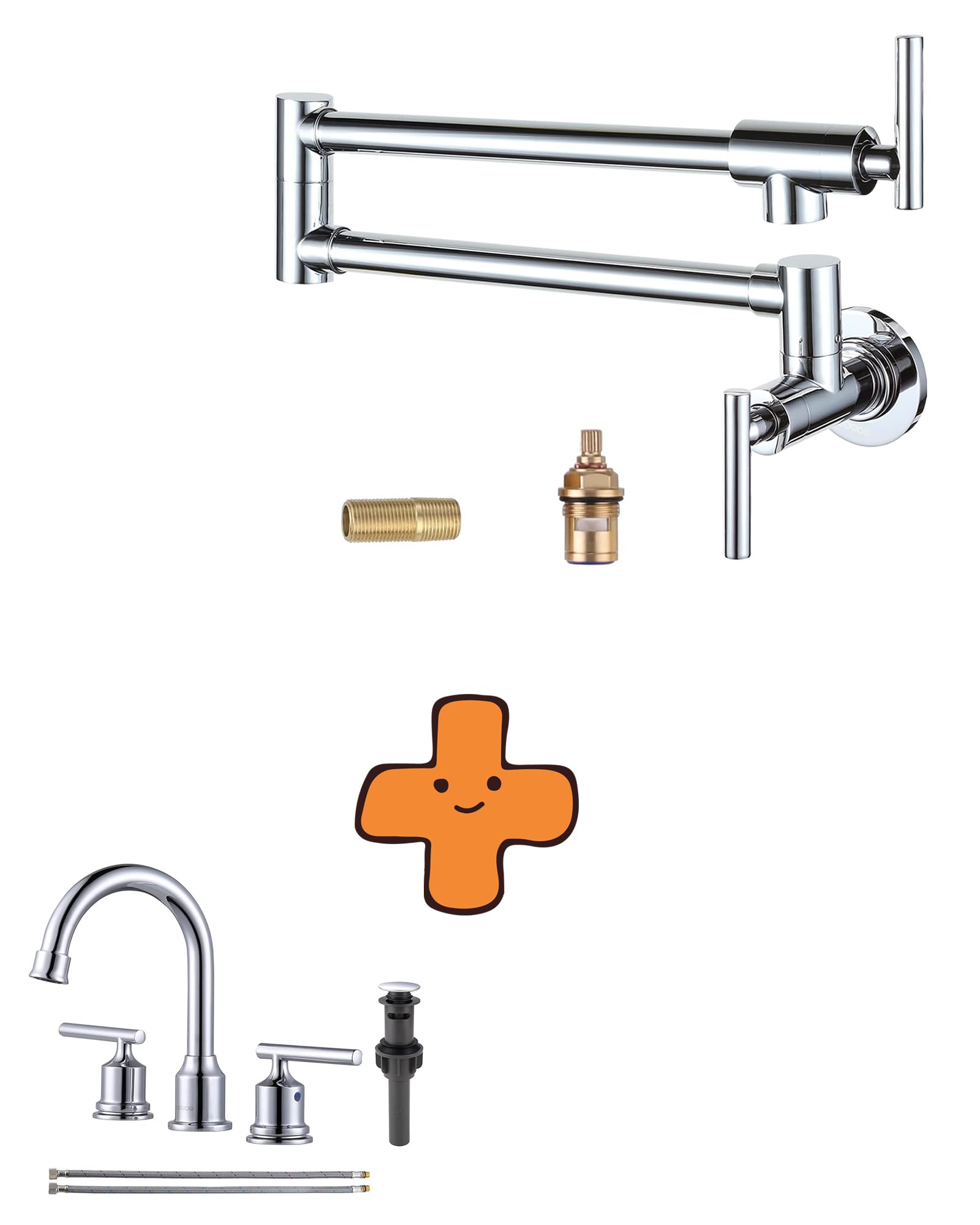 Jnfidosr Pot Filler Faucet Chrome Commercial Wall Mount Stove Faucet And Bathtoom Faucet