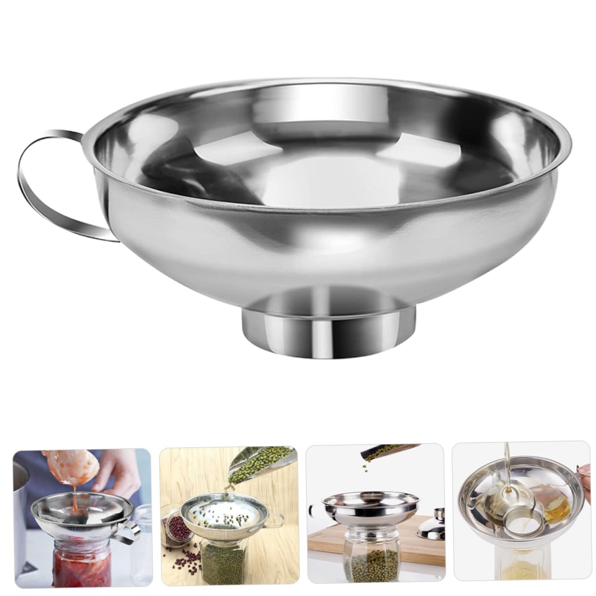ABOOFAN 4 Set Imbuto in Acciaio Inossidabile Imbuto Di Riempimento Per Conserve Per Uso Cucina Del Barattolo Di Imbuti Da Cucina A Bocca Larga Silver 2 Pezzi * 4