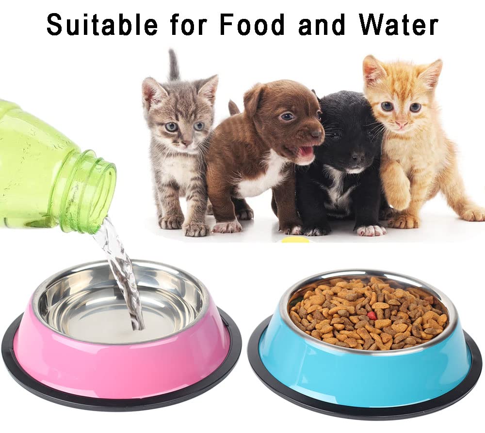 Lot De 4 Gamelles Chat/chien Acier Inoxydable 14 Cm - Antidérapantes, Lavables, 4 Couleurs - Pour Croquettes Et Eau