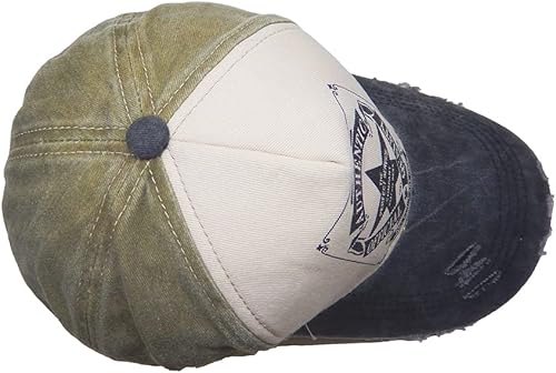 Miniatura 6 de Gorra de béisbol vintage con remaches de moda con letras cruzadas de algodón de mezclilla con borde deshilachado, sombrero de sol ajustable unisex