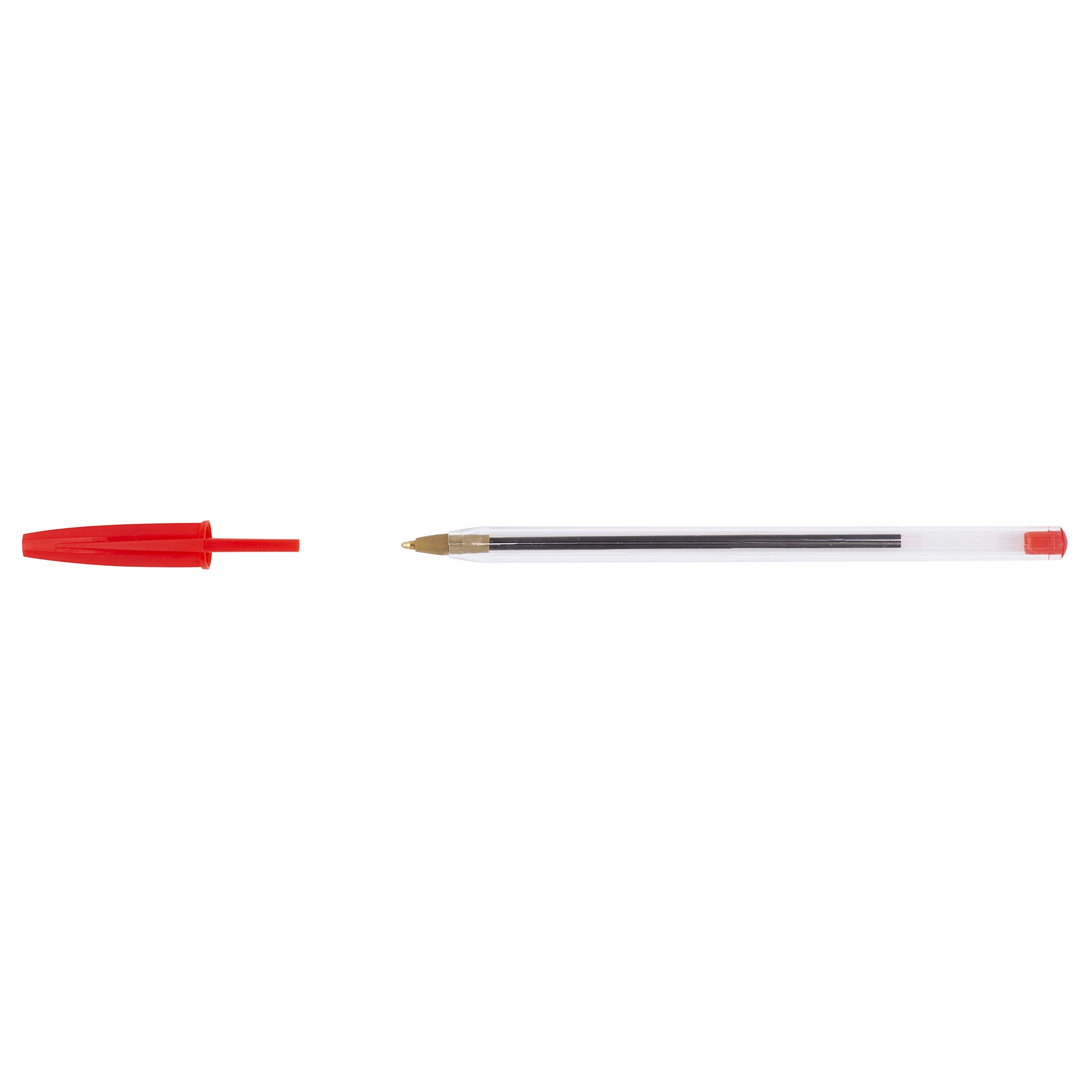 D.RECT City Ballpoint Pens Pack of 50 Transparent Lid Tungsten Carbide Ball Comfortable Ballograf Red, 1 count (Pack of 50) - Image 2