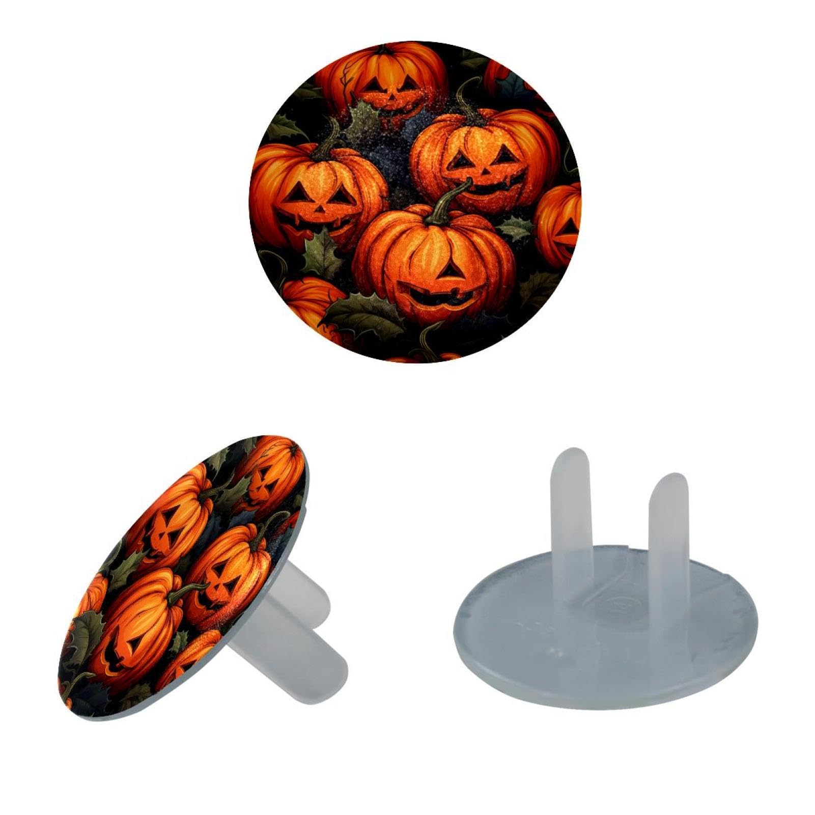 24 Piece Outlet Covers Baby Child Proofing, Halloween Pumpkin Electrical Safety Socket Protection Caps, 2-Prong Power Wall Plate Safety Receptacle Plugs Covers