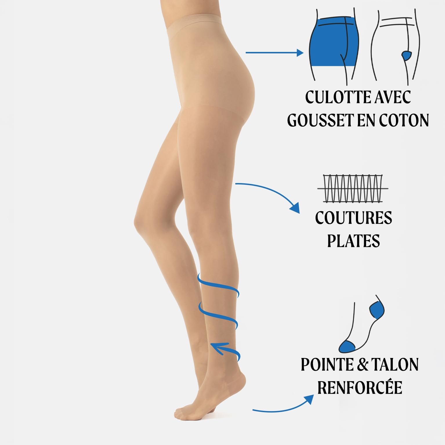 CALZITALY PACK 1/2 Paires - Collants de Contention avec Compression Forte 10 mm/Hg, S, M, L, XL, XXL, 3XL, 4XL | 70 DEN | Made in Italy
