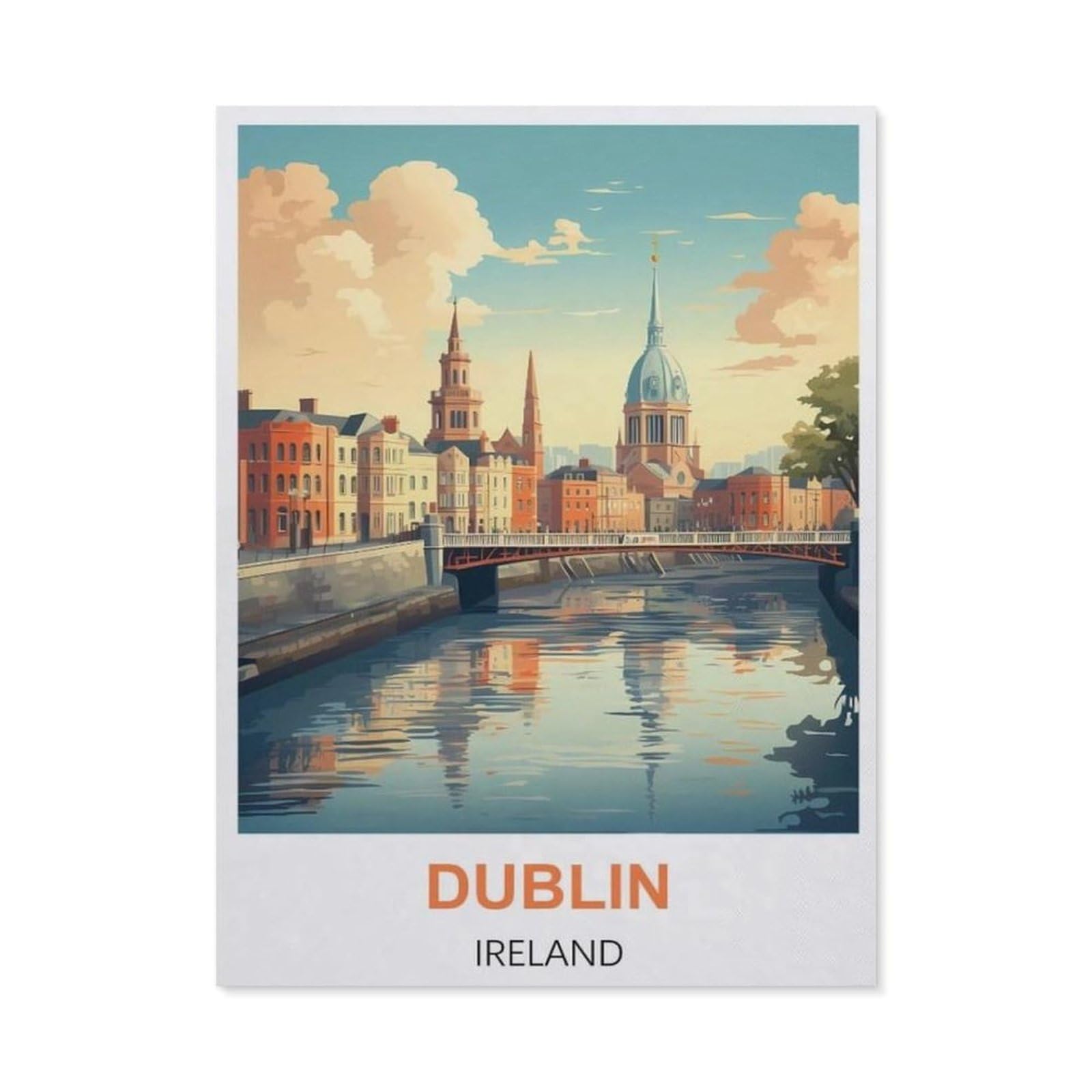 BEAYODKP 5D DIY Diamond Painting，Dublin Ireland Vintage Travel Posters，Art Living Room Wall Decoration Gift（50 x 60 cm/19.68 x 23.62 inches）-BW13