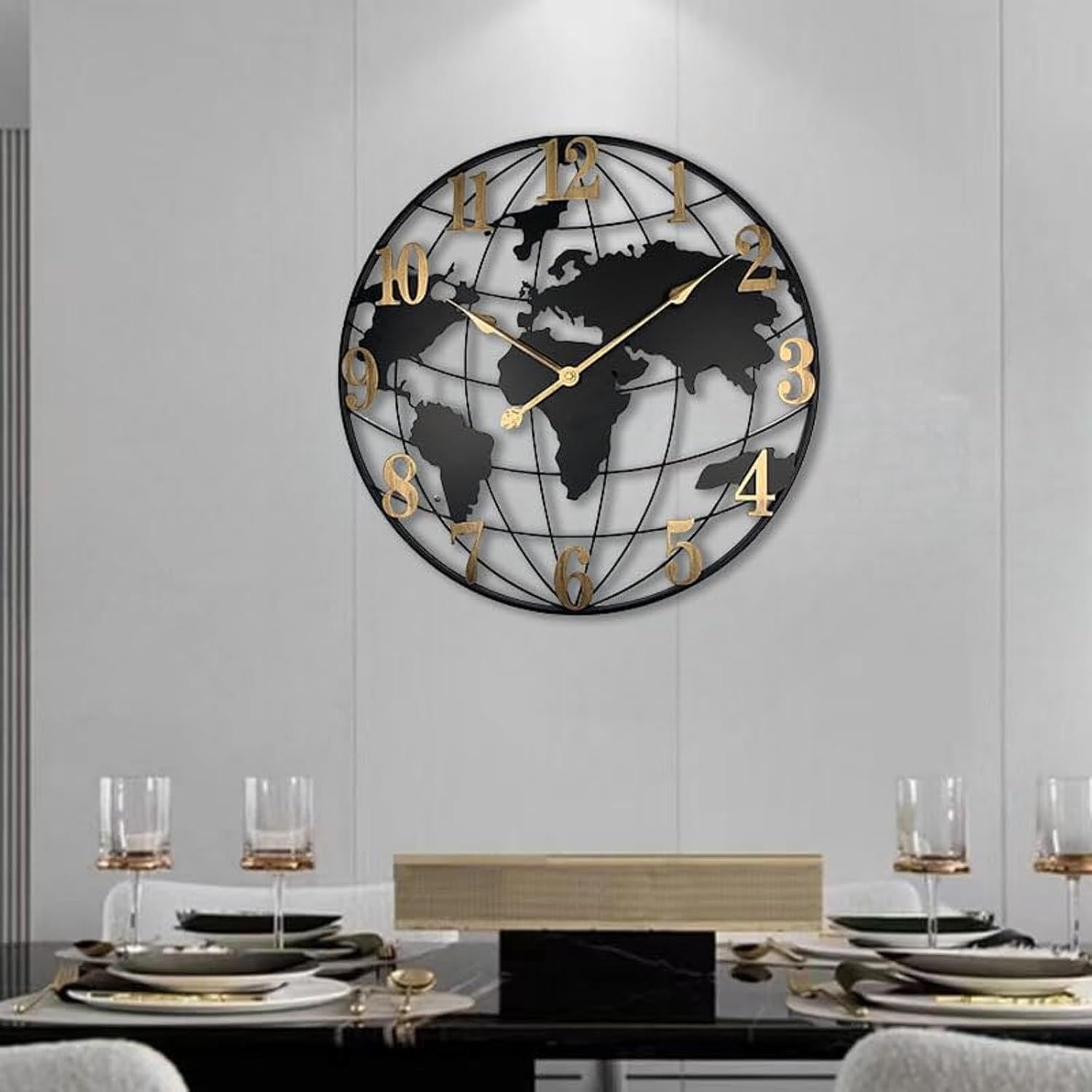 JIXDILO Modern World Map Wall Clock, Large Wall Clocks for