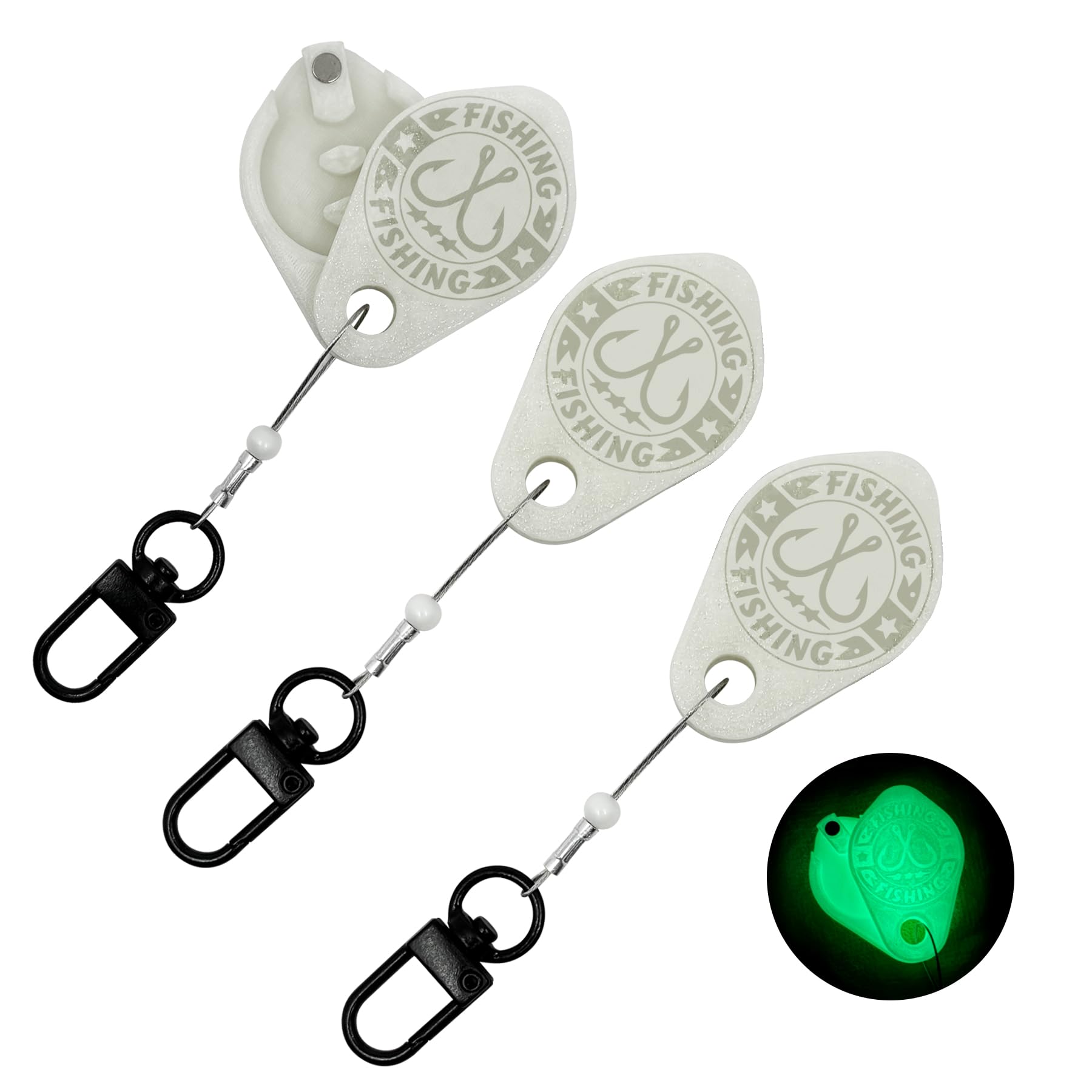 CIATLLLAIT 3PCS Fishing Knot Tying Tool Glow-in-Dark Ice Fish Hooks Cool Gadgets for Fishermen Accessories for Beginner Anglers