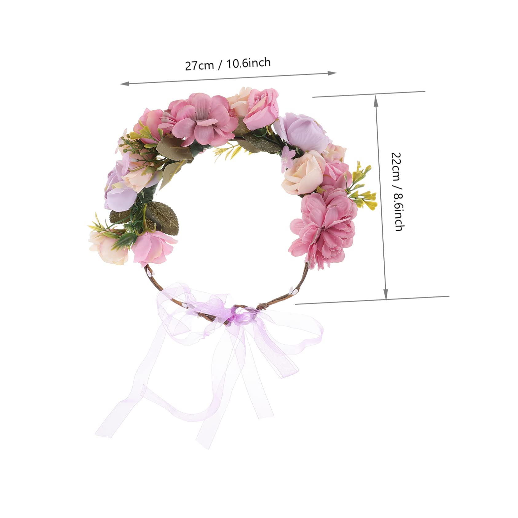 Beavorty 5stücke Brautblumenkranz Haarschmuck Mit Großen Rosen Verstellbares Stirnband Für Hochzeiten Themenpartys Und Fotografie Elegant Und Für Damen