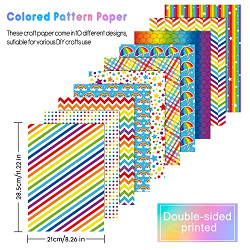 Morcheiong 30 Sheets Rainbow Pattern Paper Pack A4 Size Colorful Decorative Paper Craft Paper For Pride Day Card Making Scrapbook Photo Album Decoration,10 Designs #TOP1