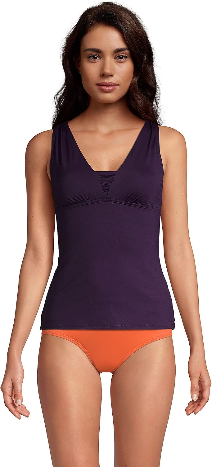Amazon.com: Lands' End Womens Chlorine Resistant Grecian Tankini Top  Control Black Long Torso 2 : Clothing, Shoes u0026 Jewelry
