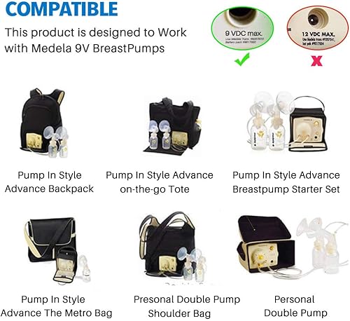 Miniatura 2 de MaymomAdaptador para sacador de leche Medela para encendedor de auto de 9 voltios adaptador aprobado por CE FCC repuesto de pieza 67174