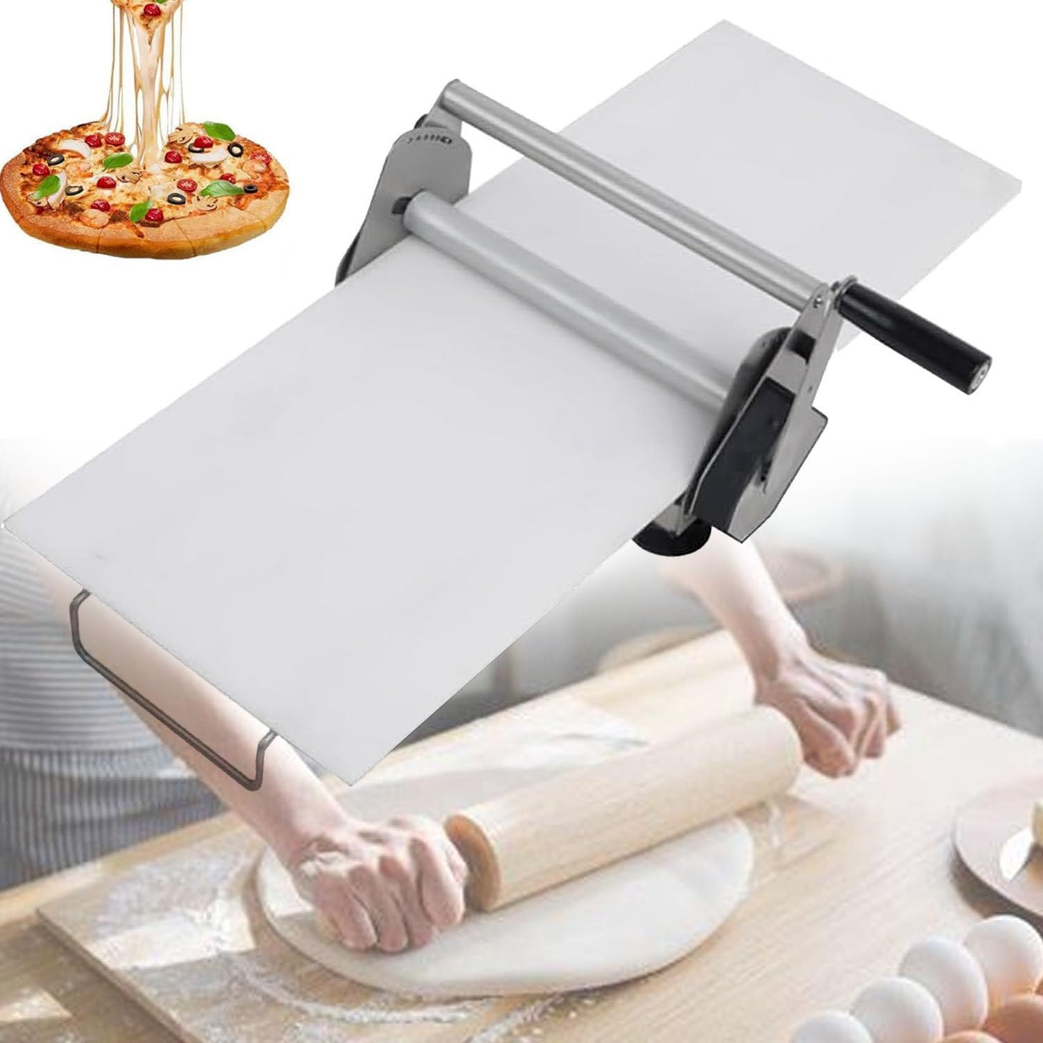 Macchina sfogliatrice pieghevole – Stendipasta manuale con spessore regolabile, taglieri per pizza, croissant, pasticceria e fondente,Rs101