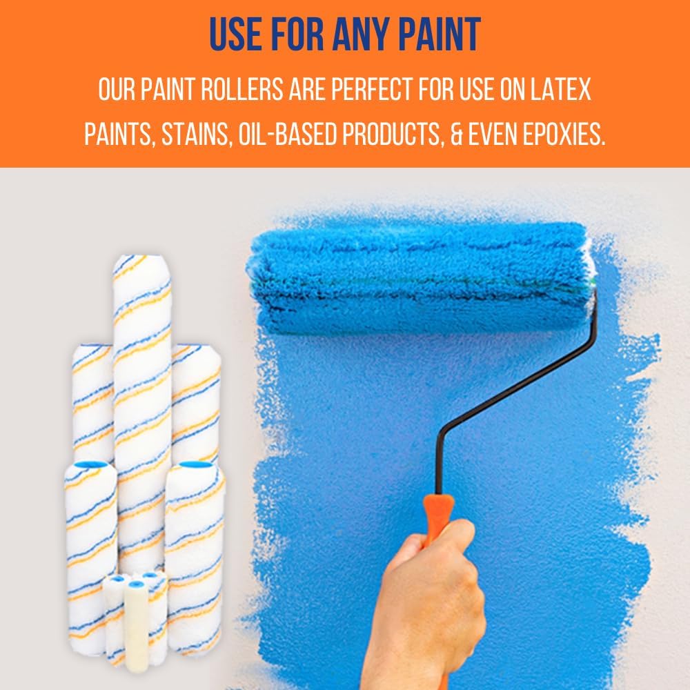 True Blue Cubiertas profesionales de rodillo de pintura de 9 pulgadas, lo mejor para todo tipo de pintura (24, 1/2 pulgada siesta)