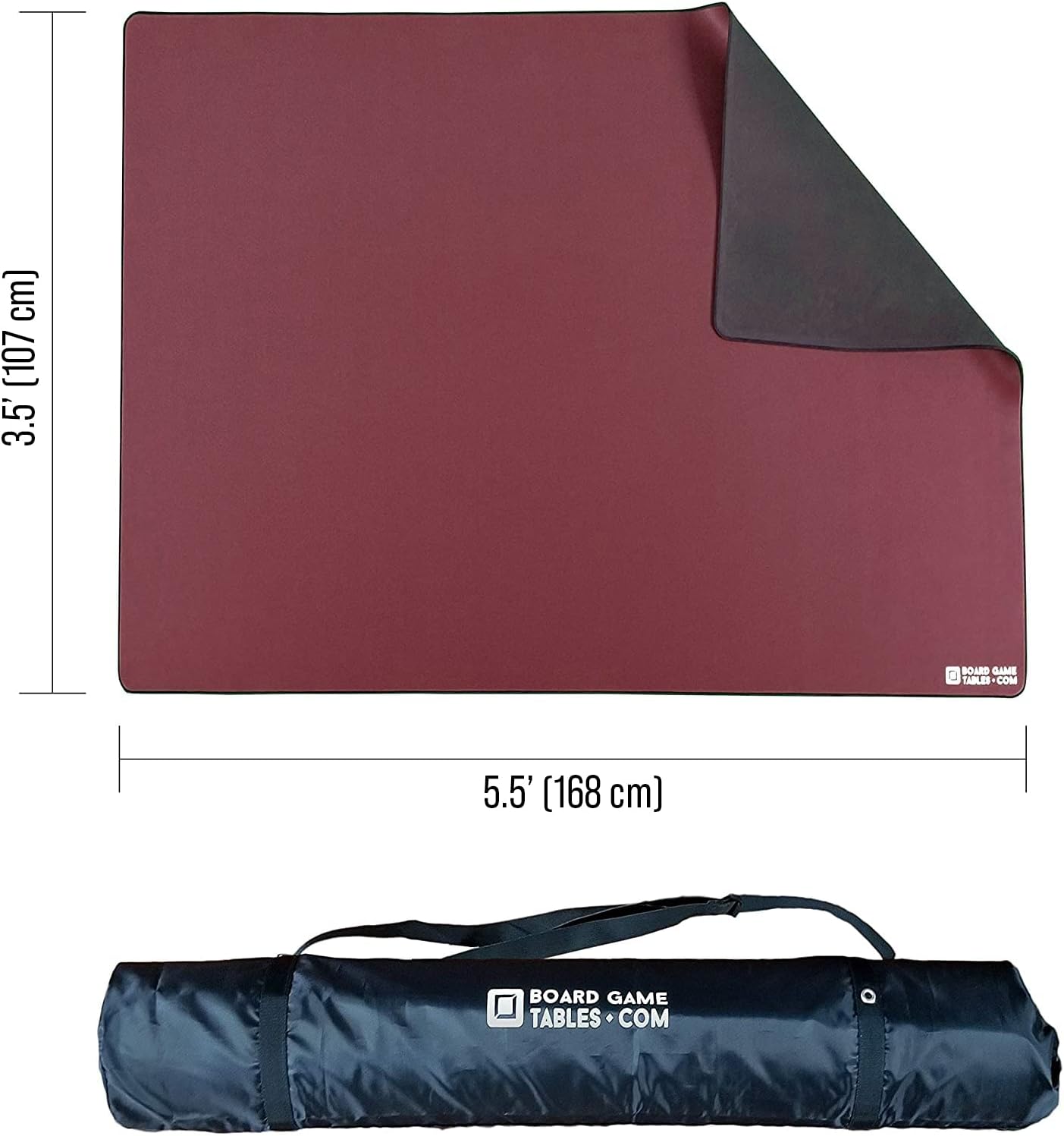 Board Game Playmat [3.5'x5.5'/Thick Super Cushioned/Stitched Edge/Water Resistant] with Carrying Case - for Tabletop Board Games, Card Games, RPG Games (Large, Burgundy)