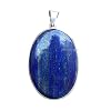Pure 925 Sterling Silver Pendant for Men Women, Genuine Blue Lapis Lazuli Cabochon Oval Gemstone Unique Handcrafted Jewelry for Her Him