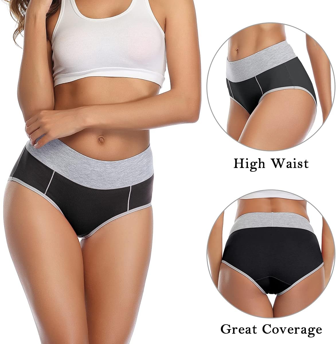 wirarpa Women's Cotton Underwear High Waist Breathable Briefs Soft Underpants Ladies Stretch Panties 4 Pack - Image 2