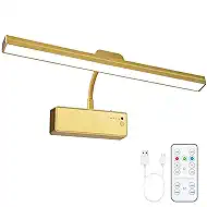 FOLKSMATE Picture Light for Wall, 15" Rechargeable Battery Operated LED Wall Sconce Painting Lighting with Remote, 3CCT Dimmable Magnetic Cordless Art Display Light for Gallery, Bedroom - Gold