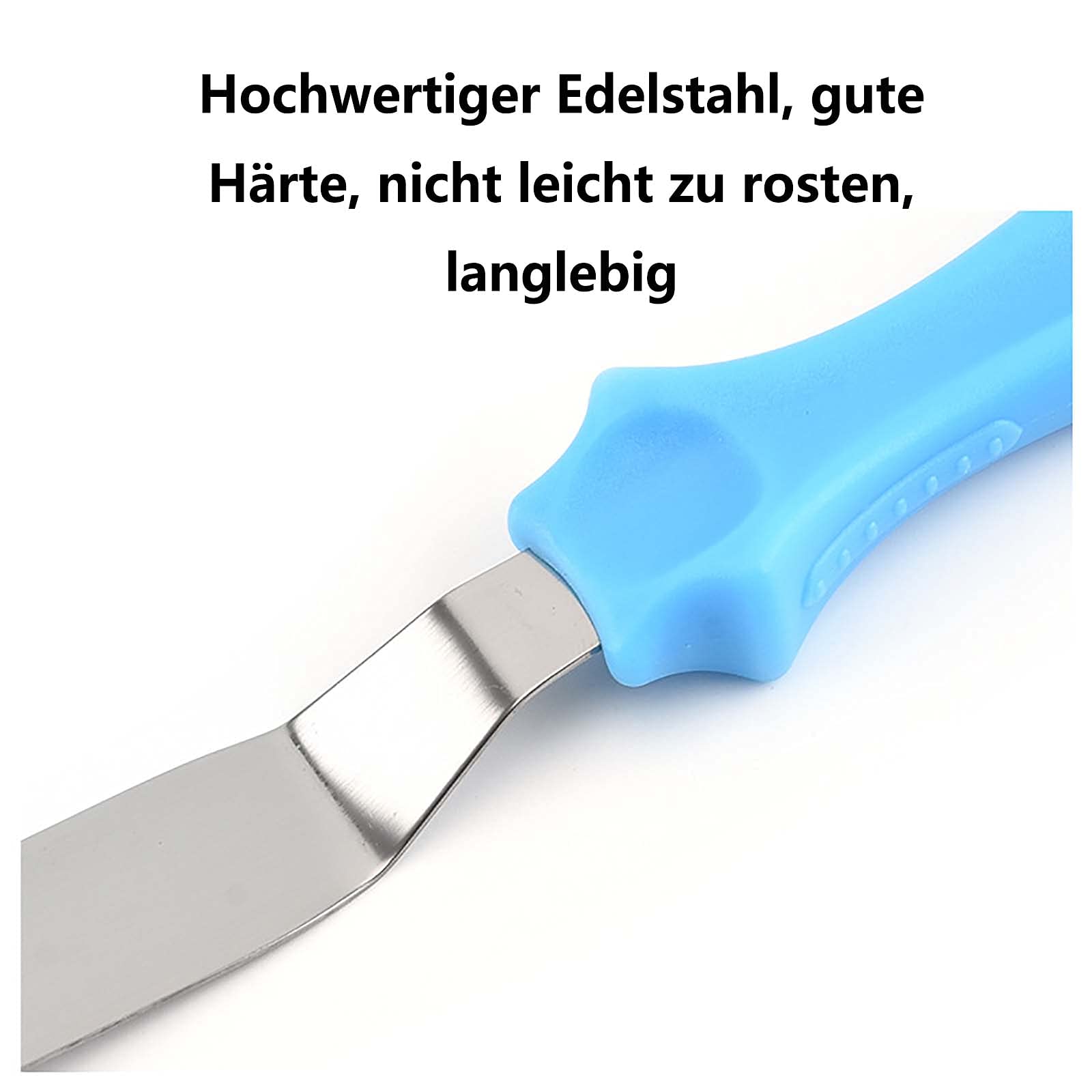 3 Stück Spachtel Winkelpalette Set für Torte Edelstahl Streichpaletten Streichmesser Tortenmesser Gerade Spatel Spatula Set für Fondant Torte Kuchen Backen Kuchen Dekorieren（Blau）
