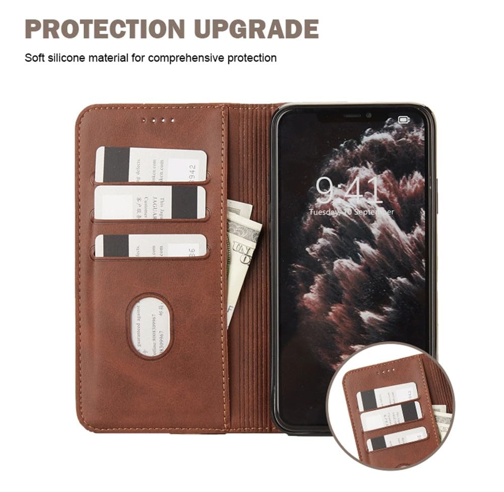 Generic Étui compatible avec Samsung Galaxy A55 5G (couleur : vert) Étui portefeuille à rabat magnétique avec fentes pour cartes, étui uni