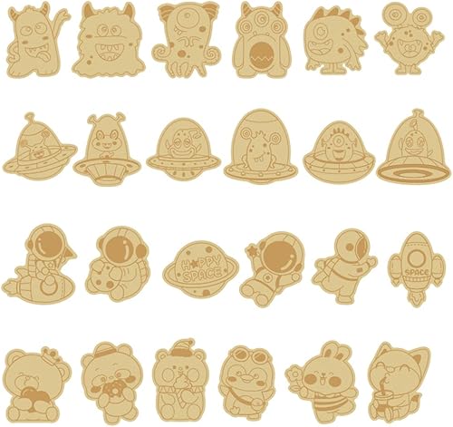 Miniatura 7 de Astronaut - Juego de cortadores de galletas 3D con sellos de émbolo, 6 piezas de cortadores de galletas prensables de dibujos animados con forma