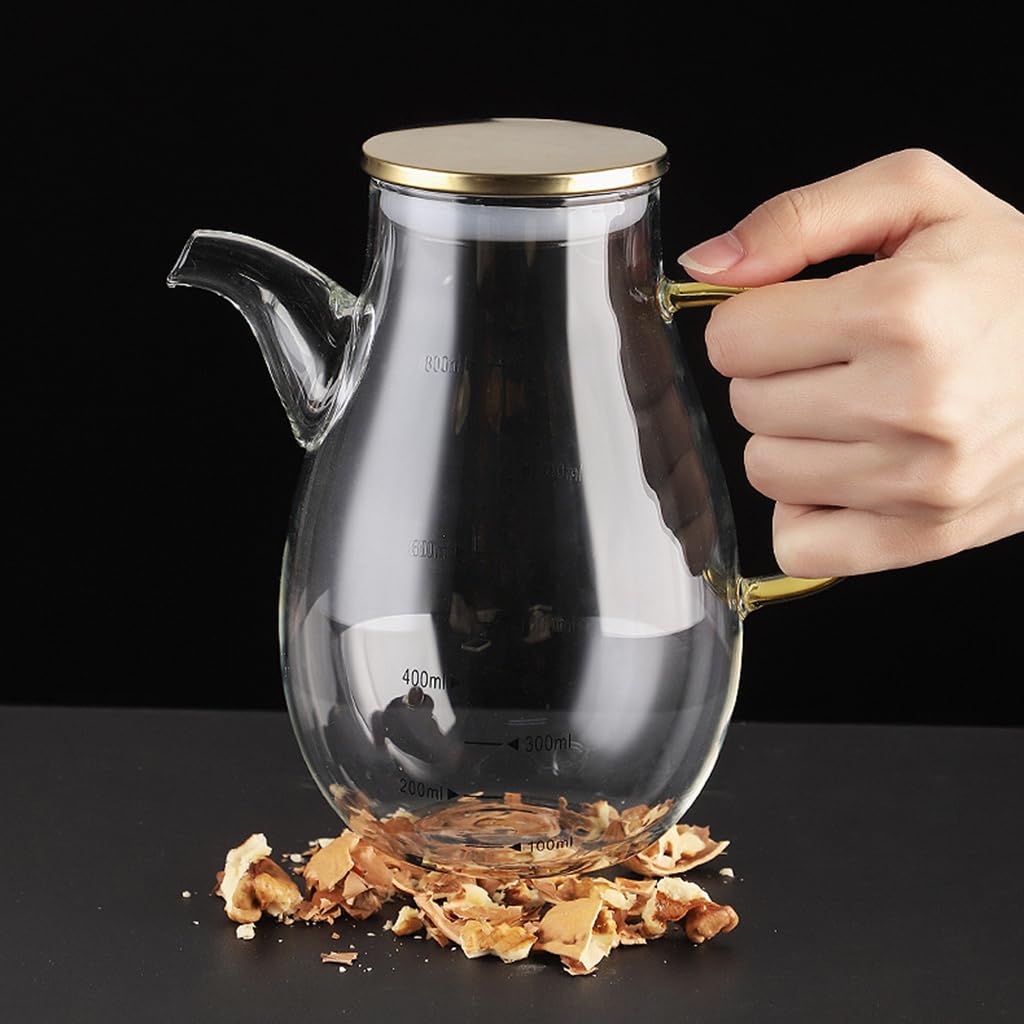 MRKU Öl- und Essigspender aus Glas mit Edelstahldeckel, leicht zu reinigende Dosierflasche
