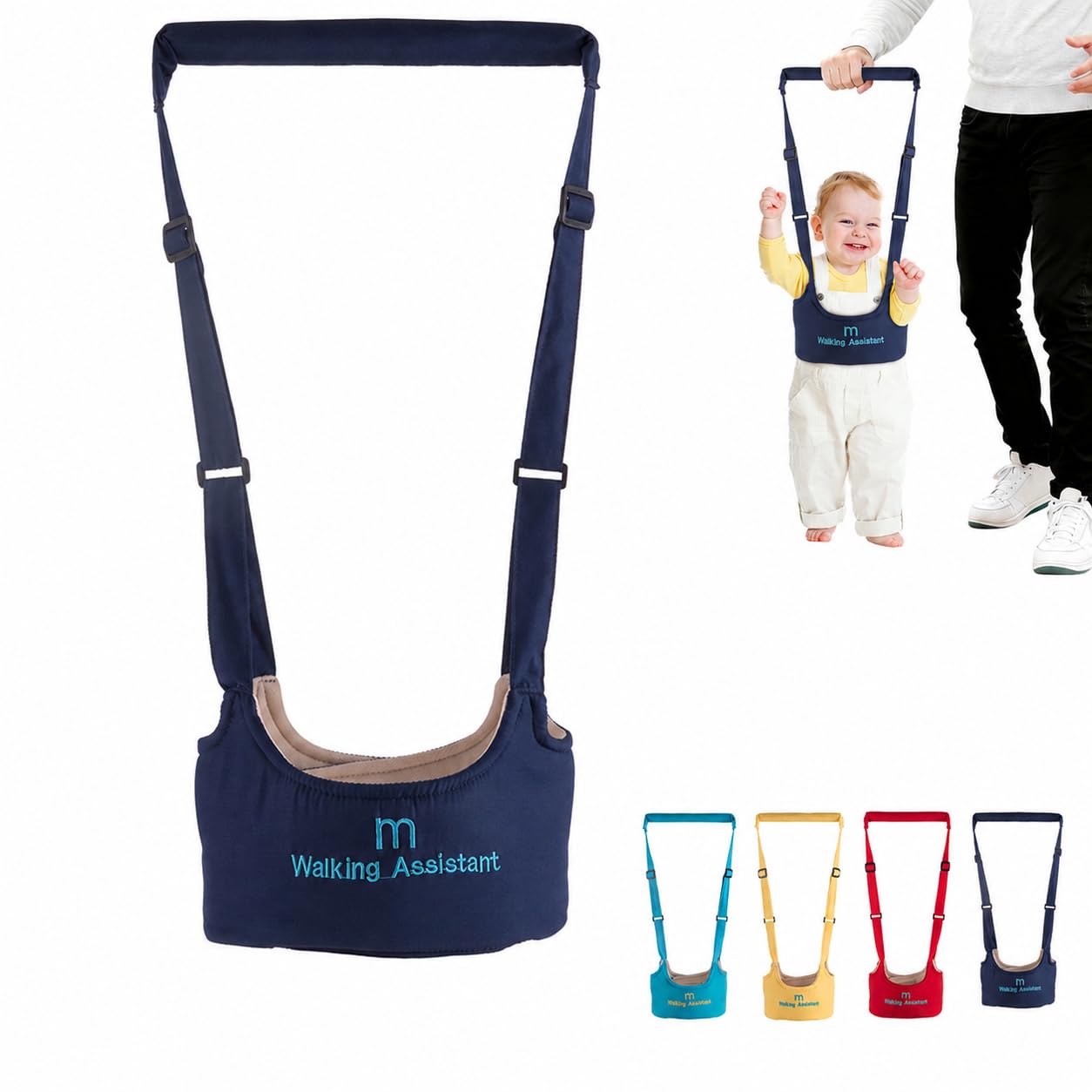 Baby Walking Harness for Toddler, Adjustable Toddlers Assistance Learn to Walk, Babies Walking Helper Prevent Getting Lost, Handheld Belt Support Assist (NavyBlue)