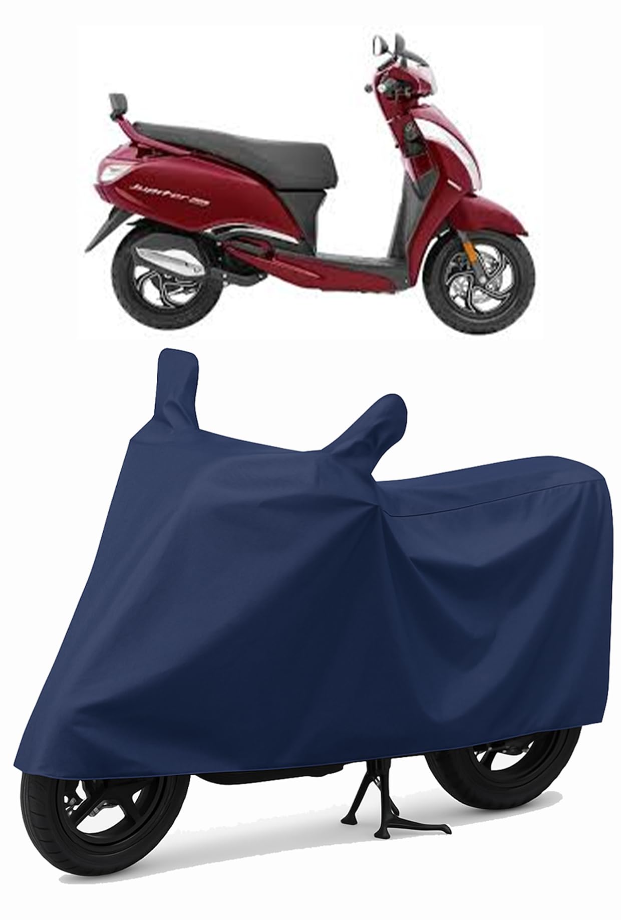 Shield Heavy Duty Scooty Cover for Tvs Jupiter 125 All-Season, Tear-Proof Fabric | with Side Mirror Pocket & Buckle Belt | Tvs Jupiter 125 Scooty Cover