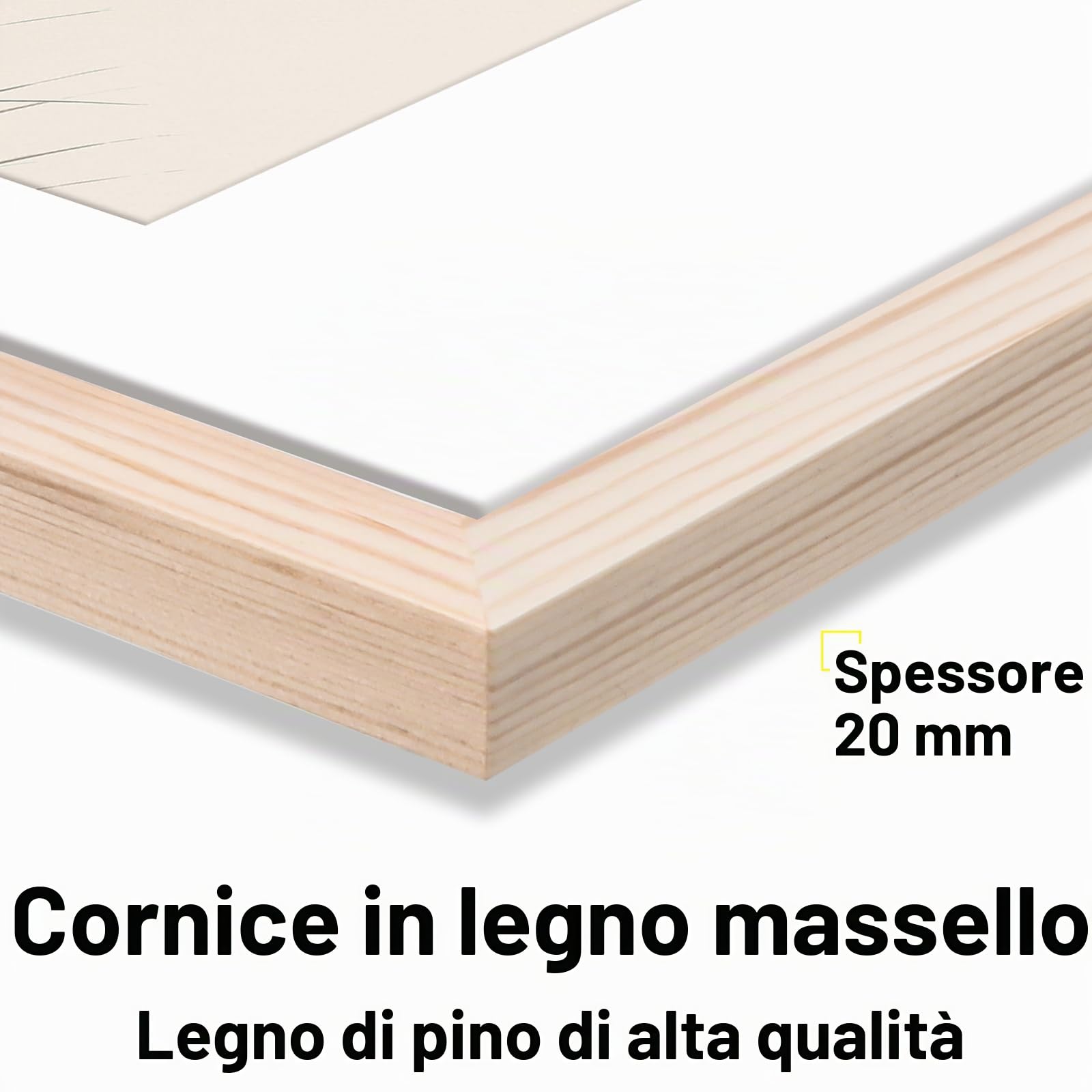 Cornice 50 x 60 cm in Legno Massello con Supporto in Legno e Vetro Acrilico Cornice per Foto in Legno di Pino con Pannelli in Vetro Antirottura Cornice per Foto per Decorazione della Stanza