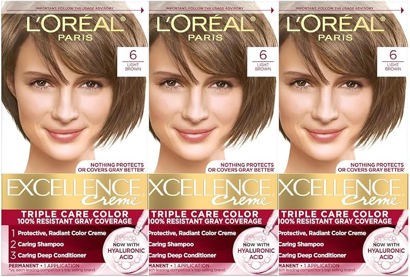 L'Oreal Excellence Creme, Light Brown [6] 1 Each (Pack of 3)
